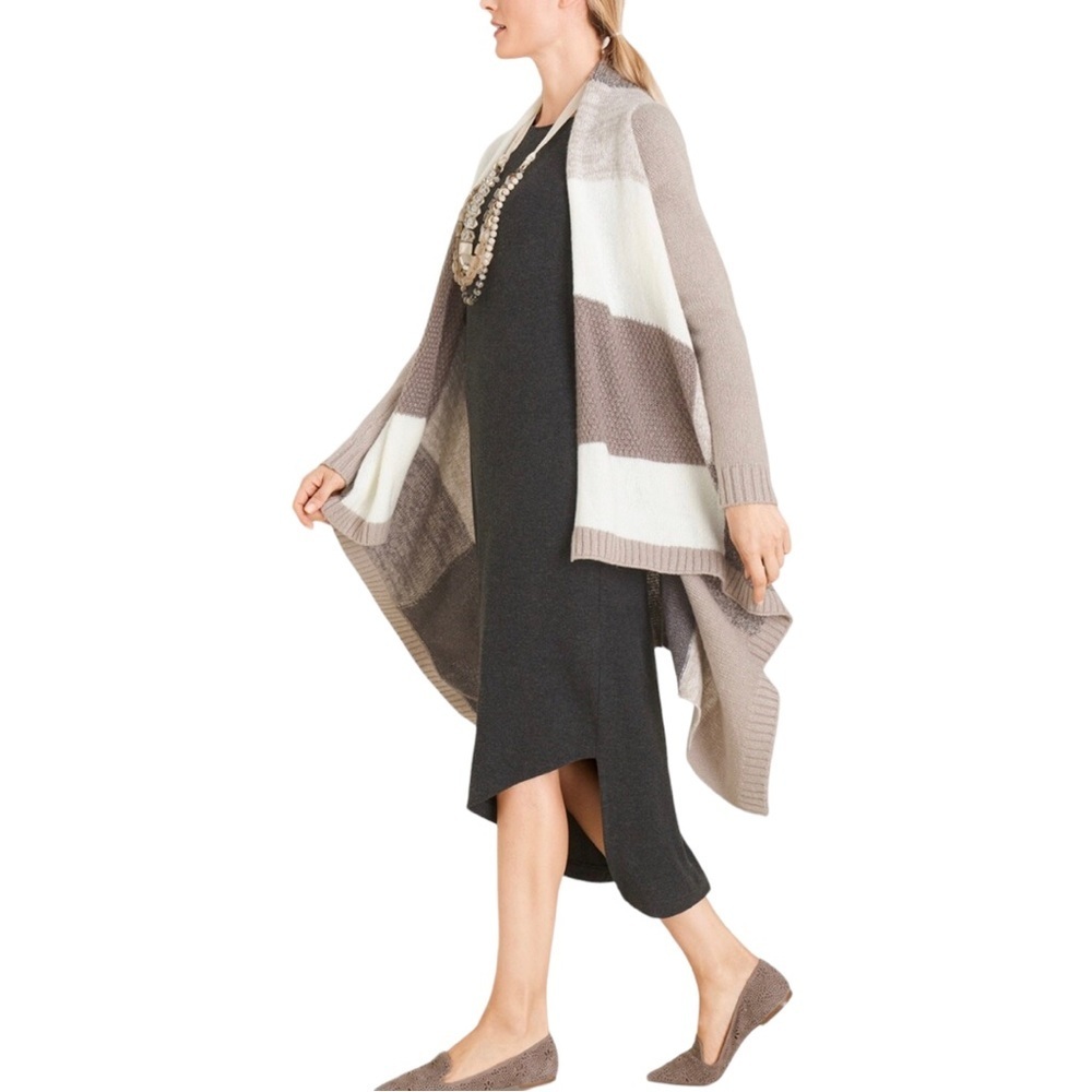 Chicos Petite Drape-Front Colorblock Cardigan | Size 2P (LP) - Picture 5 of 10
